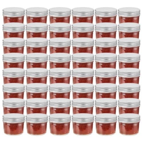Syltburkar i glas med silvriga lock 48 st 110 ml