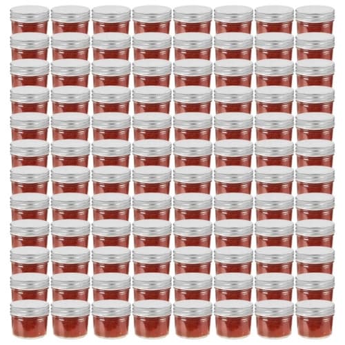 Syltburkar i glas med silvriga lock 96 st 110 ml