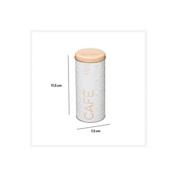 Scandi Coffee Capsule Box - PARIS PRIS - 17cm Vit - Järn & Tenn - Cylindrisk