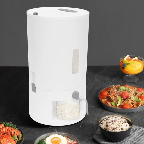 Risförvaringsbehållare, 20L kapacitet, rund design,VIT