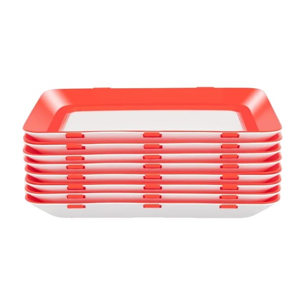 Matbevarande bricka, 8 delar, läckagesäker design, modern rektangulär form,Röd Vit