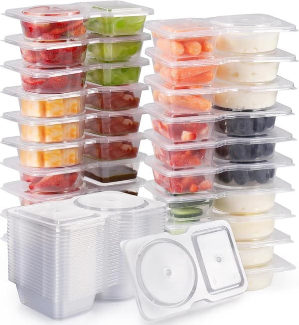OBOSOE Återanvändbar Matlåda 20-pack – Dubbel Matbehållare för Snacks, Camping & Portionering 10 st