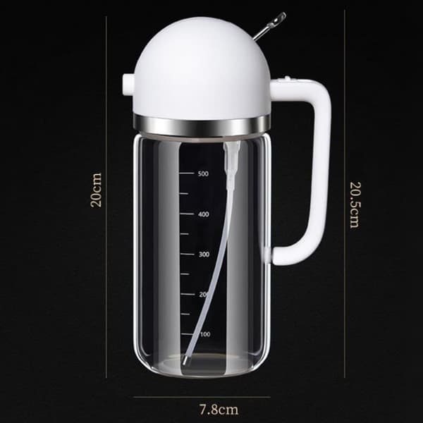 OBOSOE 2-i-1 oljesprayflaska 500 ml i borosilikatglas med spray- och hällfunktion för kök och grill