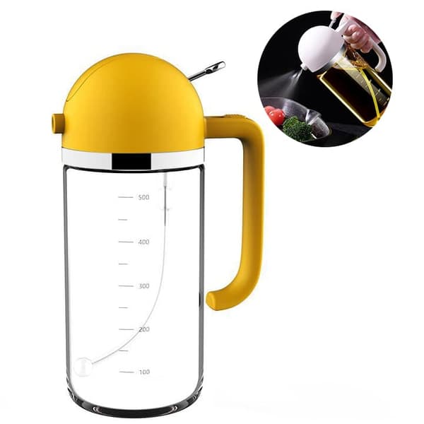 OBOSOE 2-i-1 borosilikatglas oliesprayflaske 500 ml med spray- og hældefunktion til køkken og grill