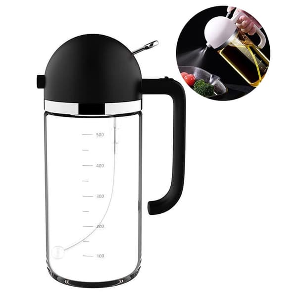 OBOSOE 2-i-1 oljesprayflaska 500 ml i borosilikatglas med spray- och hällfunktion för kök och grill