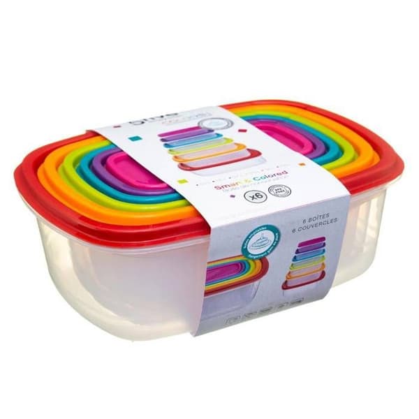 Set med 6 stora rektangulära matlådor
