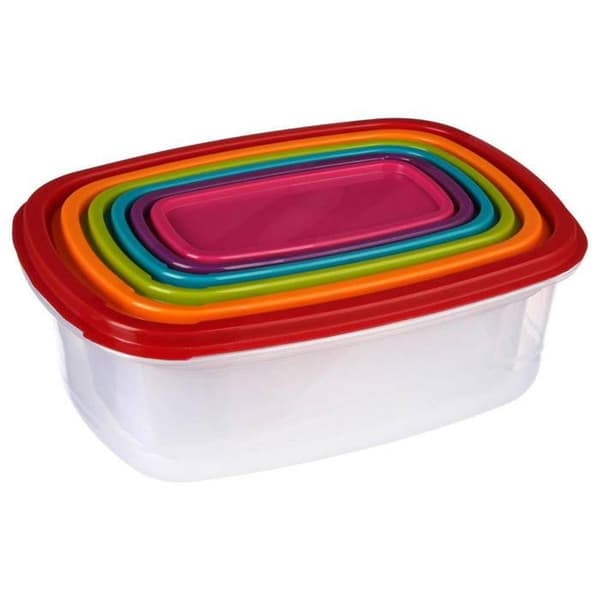 Set med 6 stora rektangulära matlådor