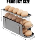 Miniatyrbild 3 av 6: Lollanda Äggbehållare för kylskåp, Äggställ 2-pack 30 ägg, Äggdispenser, Ägghållare – Automatisk Rullning, Vikbar, 2-3 Nivåer