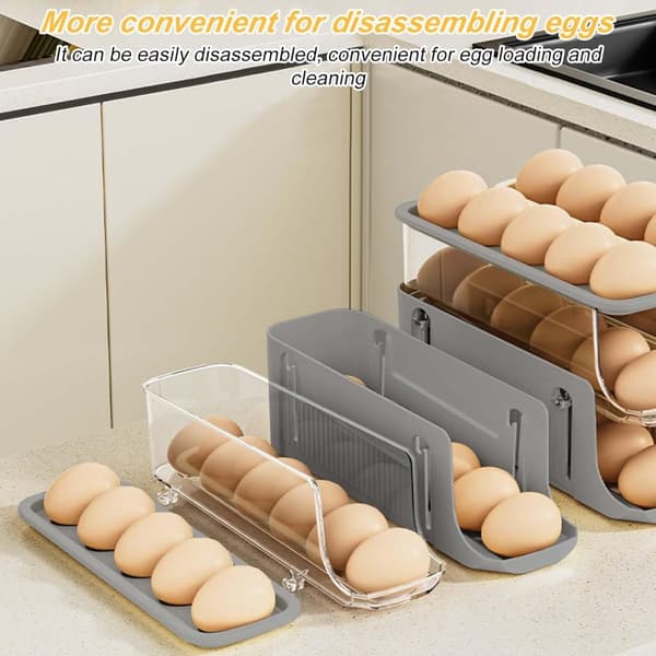 Lollanda Äggbehållare för kylskåp, Äggställ 2-pack 30 ägg, Äggdispenser, Ägghållare – Automatisk Rullning, Vikbar, 2-3 Nivåer