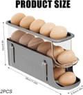 Miniatyrbild 2 av 7: Lollanda Äggbehållare för kylskåp, Äggställ 2-pack 30 ägg, Äggdispenser, Ägghållare – Automatisk Rullning, Vikbar, 2-3 Nivåer