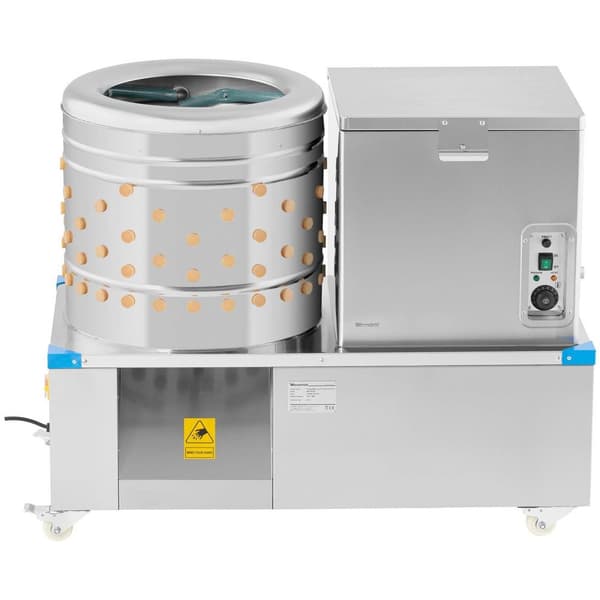 Wiesenfield 2-i-1 plockmaskin med skållkar - Trumma 60 cm - 5-6 kycklingar per minut