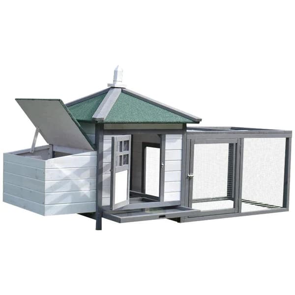Rootz Chicken House - Bantam Chicken House - Dyrebur til kæledyr - Hønsebur - Bantam Chicken Coop - 196 x 76 x 97 cm