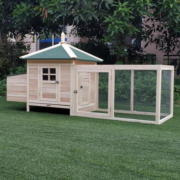 Rootz Chicken House - Chicken Coop - Pieneläinhäkki - Eläimen häkki - Puinen - 196 x 76 x 97 cm