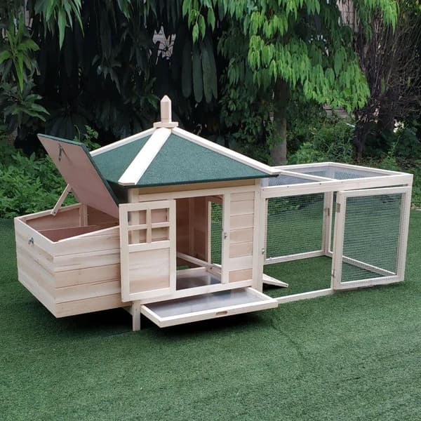 Rootz Chicken House - Chicken Coop - Pieneläinhäkki - Eläimen häkki - Puinen - 196 x 76 x 97 cm