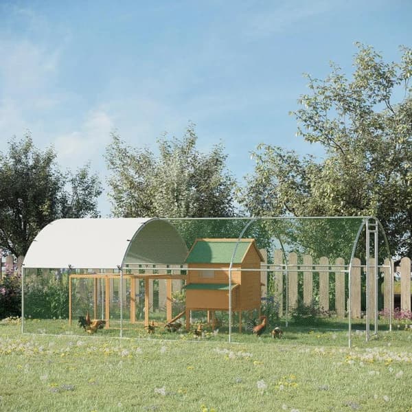 Rootz Chicken Coop - Lemmikkien häkki - Outdoor Poultry Coop - Kanahäkki - Duck Coop - Kanit Coop - Varjostuksella kattolukko - Hopea - 280L x 570W x