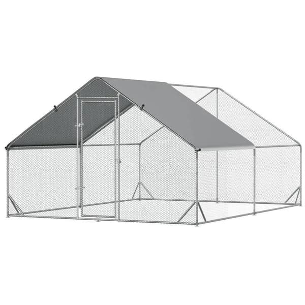 Rootz hønsegård - hønsefjerkræhus - hønsebur - kaninbur - sølv - 3 x 4 x 2m