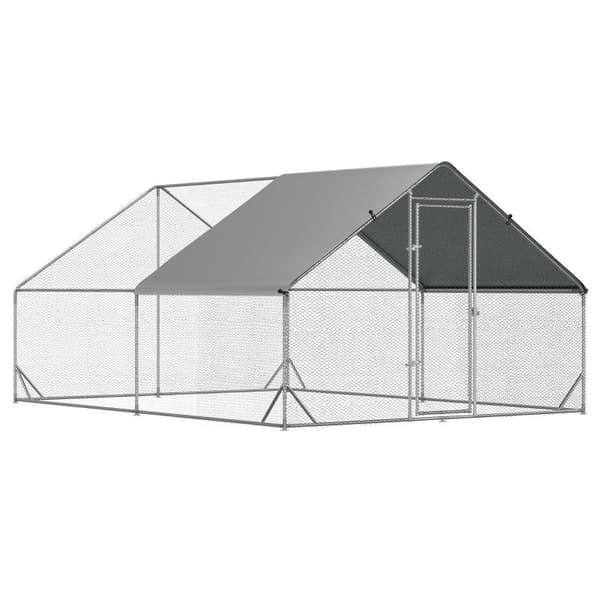 Rootz hønsegård - hønsefjerkræhus - hønsebur - kaninbur - sølv - 3 x 4 x 2m