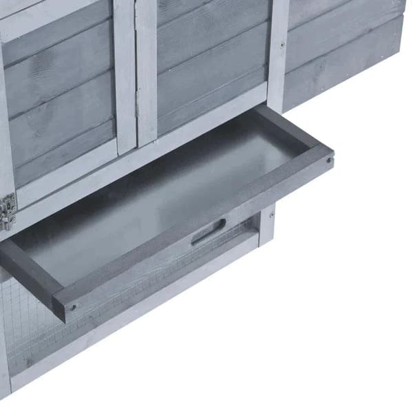 Rootz Chicken Hutch - Bantam Chicken Coop - Hønsehus - Aftagelig gulvpande - Grantræ - Grå - 150,5 cm x 54 cm x 87 cm