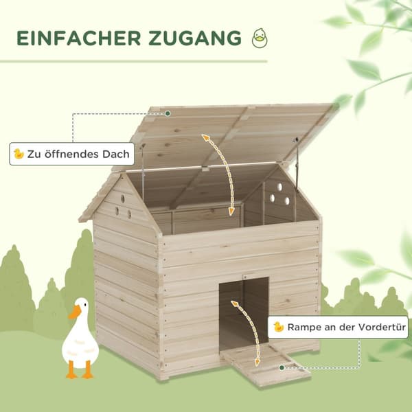 Rootz Duck House - Poultry Shelter - Animal Coop - upphöjt golv - 100 cm x 82,5 cm x 91 cm - Hållbar grandesign