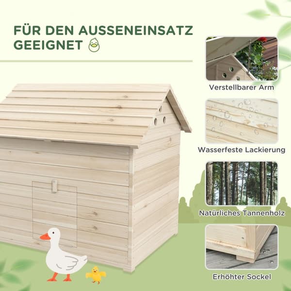 Rootz Duck House - Poultry Shelter - Animal Coop - upphöjt golv - 100 cm x 82,5 cm x 91 cm - Hållbar grandesign