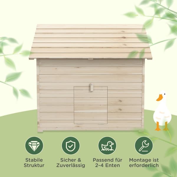 Rootz Duck House - Poultry Shelter - Animal Coop - upphöjt golv - 100 cm x 82,5 cm x 91 cm - Hållbar grandesign
