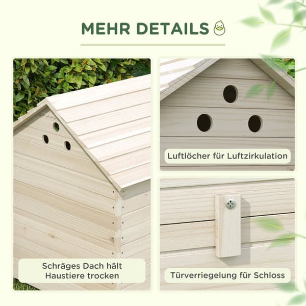Rootz Duck House - Poultry Shelter - Animal Coop - upphöjt golv - 100 cm x 82,5 cm x 91 cm - Hållbar grandesign