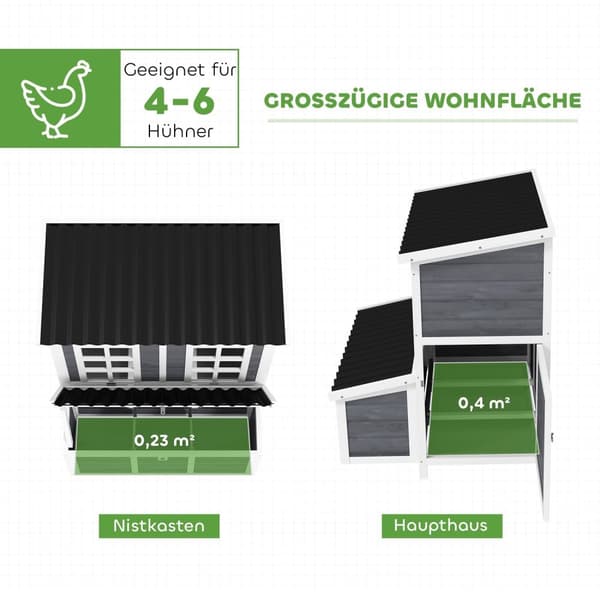 Rootz Large Chicken Coop - Hen House - Poultry Cage - Vandtæt tag - 100 x 86 x 100 cm