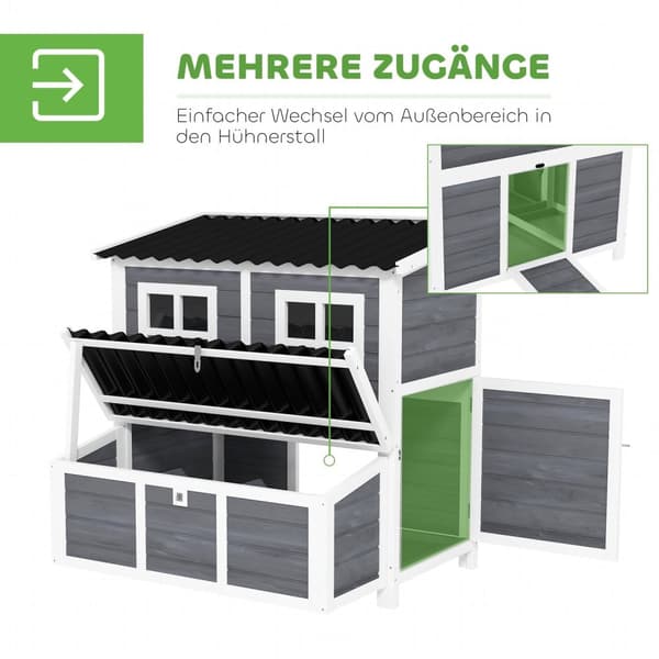 Rootz Large Chicken Coop - Hen House - Poultry Cage - Vandtæt tag - 100 x 86 x 100 cm
