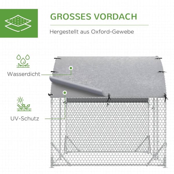 Rootz Small Animal -kotelo - Ulko -ajo - Chicken Coop - Sturdy Steel & Oxford -kangas - 280 x 190 x 197cm