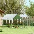 Pikkukuva 2 / 10: Rootz Chicken Coop Freewheel -kotelo - UV -kestävä tarpauliini - Teräs ritilä - 12-18 Kanan kapasiteetti - 300 cm x 400 cm x 195cm