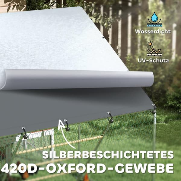 Rootz Chicken Coop Free -Range -kabinet - Kylling bopæl - fjerkræretræte - UV -beskyttelse - 300 cm x 200 cm x 195 cm