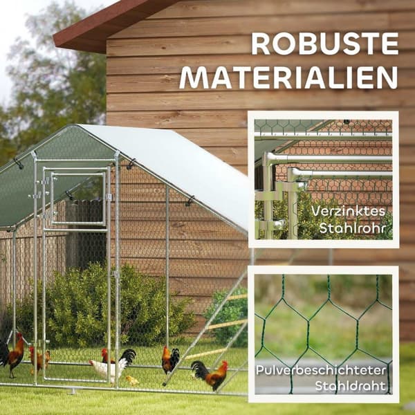 Rootz Chicken Coop Free -Range -kabinet - Kylling bopæl - fjerkræretræte - UV -beskyttelse - 300 cm x 200 cm x 195 cm
