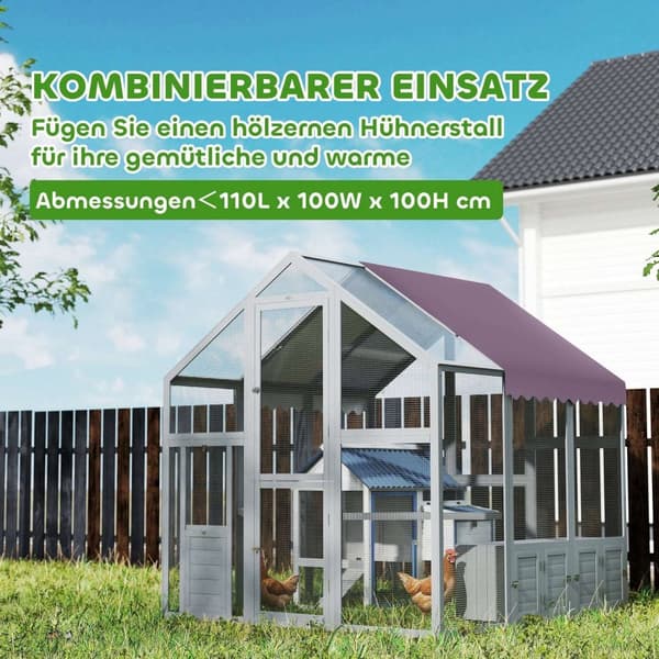 Rootz Chicken -kotelo - Chicken Coop - siipikarjan talo - Vedenpitävä katto - 1,7 x 1,8 x 1,8 m - 6-8 kanaalle