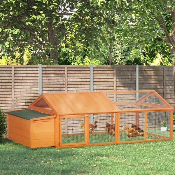 Rootz Chicken Coop Chicken Cage - kana -talo - siipikarjan kotelo - helppo huolto - 240 x 112,5 x 76 cm - oranssi