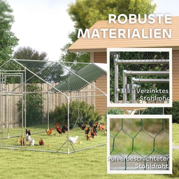 Rootz Chicken Coop -kabinet - Freewheel - UV -resistent - Rummeligt 18m² område - 300 cm x 600 cm x 195 cm