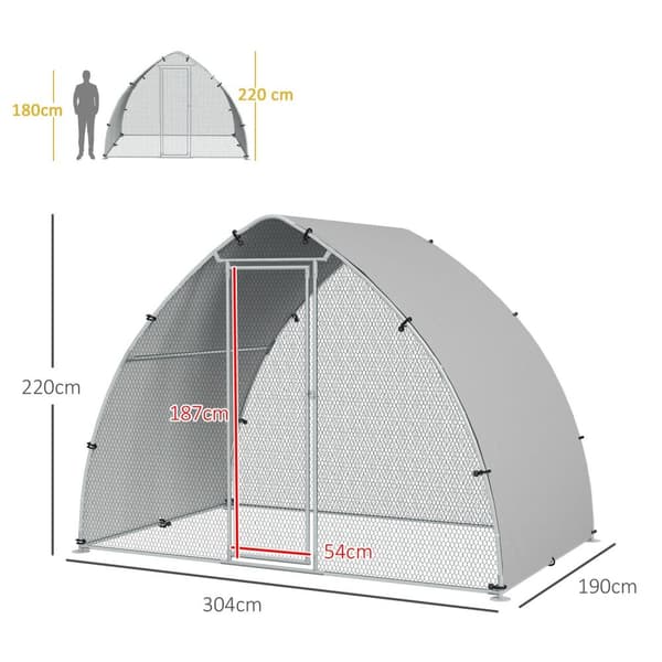 Rootz Suuren kanan kotelo - Chicken Coop - Animal Pen - UV -resistentti katto - 3,04m x 1,9 m x 2,2 m - suojaa petoeläimiltä