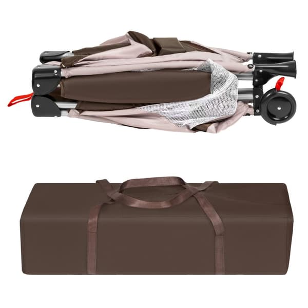 Barnresesäng elefant 132x75x104cm med skötunderlägg och transportväska - brun
