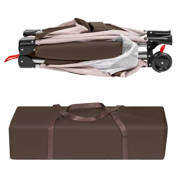 Barnresesäng 126x65x80cm med transportväska - kaffe