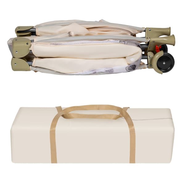 Rejseseng med puslemadras og transporttaske - beige