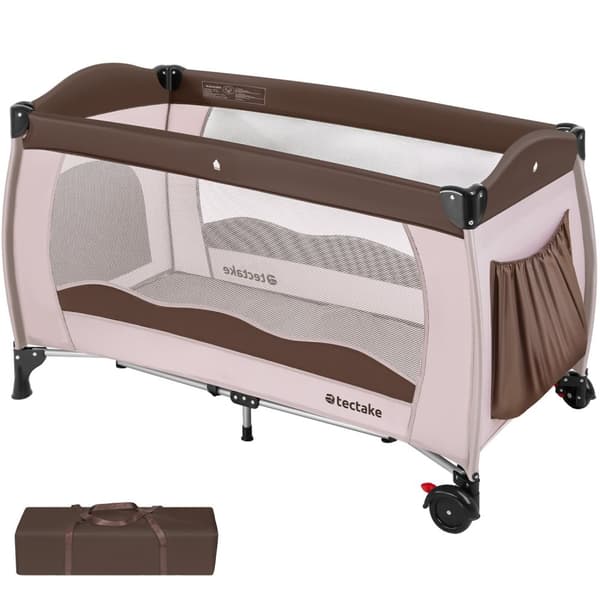 Weekendseng 126x65x80cm med transporttaske - coffee
