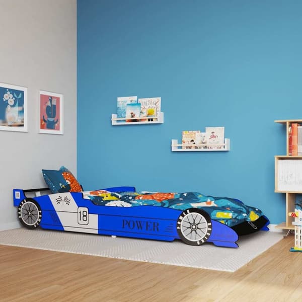 vidaXL Lastensänky kilpa-auto 90x200 cm Sininen