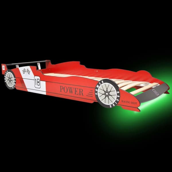 vidaXL LED racerbilseng til børn 90 x 200 cm rød