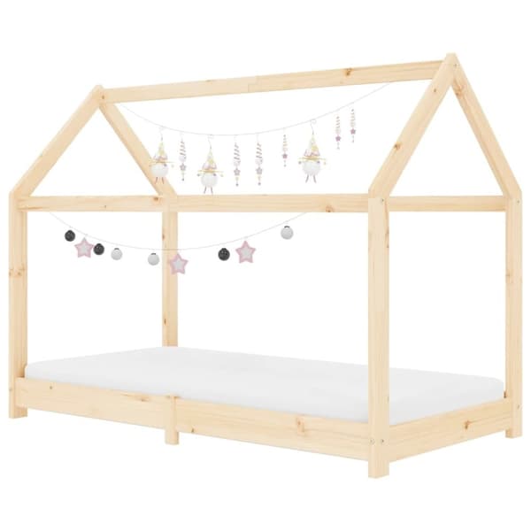 vidaXL Seng/Sengeramme barn grå heltre furu 70x140 cm change1