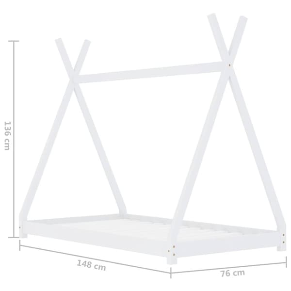 vidaXL sengestel til børneseng 70 x 140 cm massivt fyrretræ hvid change1