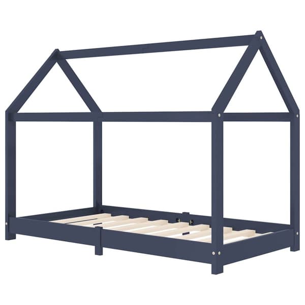 vidaXL sengestel til børneseng 70 x 140 cm massivt fyrretræ grå change1