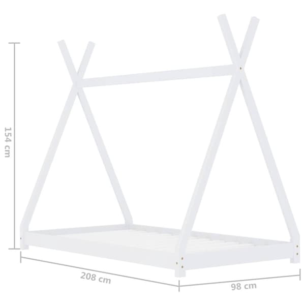 vidaXL Lasten sängynrunko valkoinen täysi mänty 90x200 cm