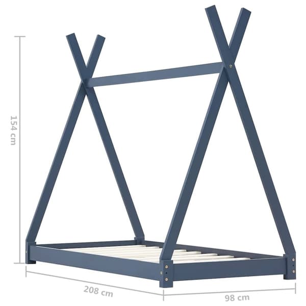 vidaXL sengestel til børneseng 90 x 200 cm massivt fyrretræ grå change1