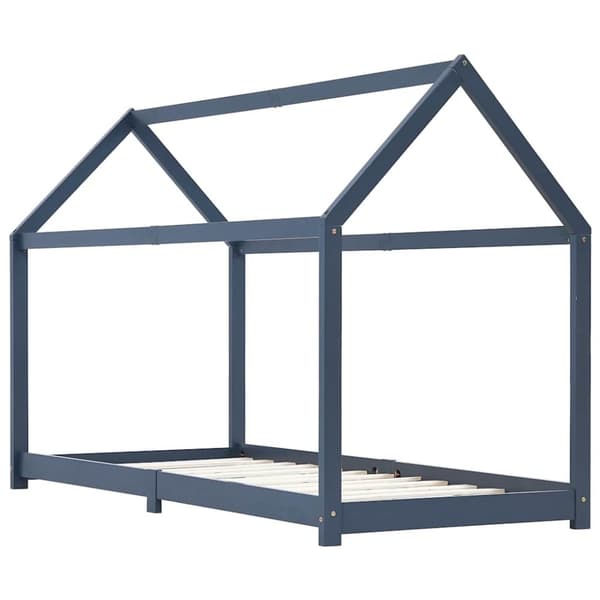 vidaXL Seng/Sengeramme for barn heltre furu grå 90x200 cm change1
