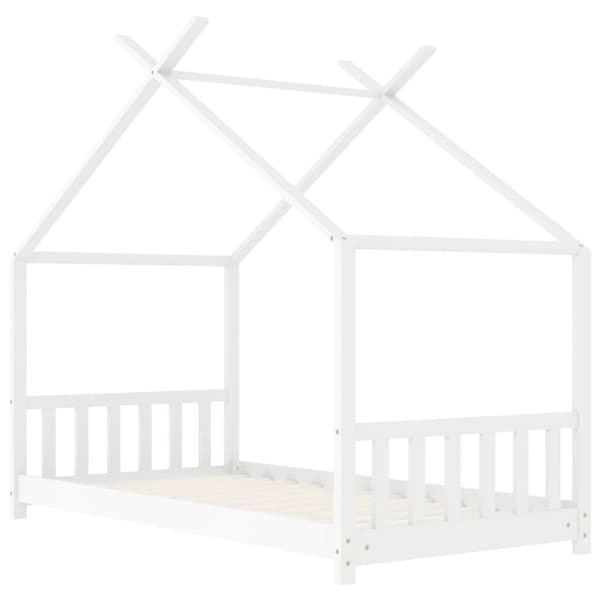 vidaXL Sengeramme for barn heltre furu hvit 80x160 cm