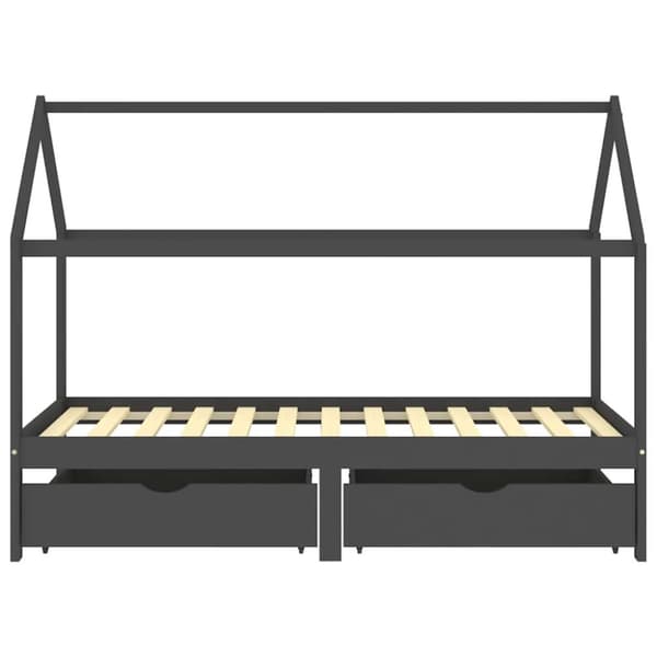 vidaXL Sengeramme for barn med skuffer heltre furu 90x200 cm mørkegrå